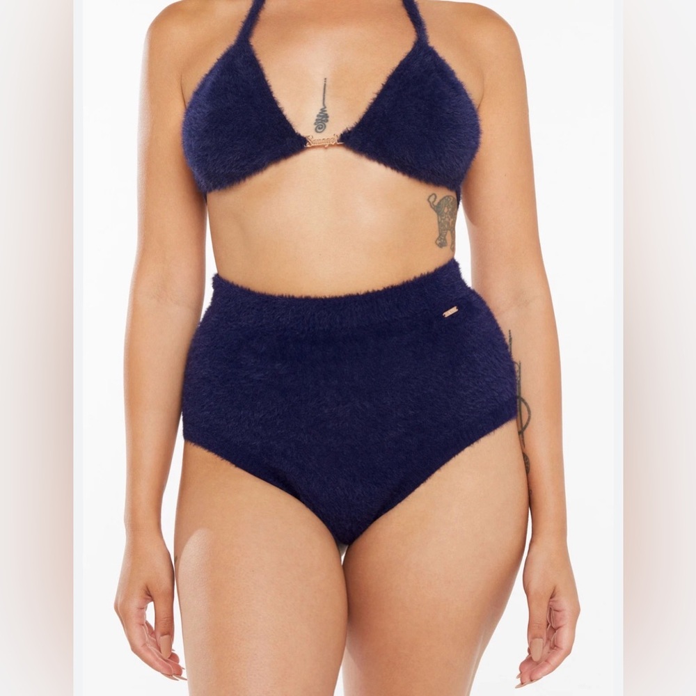 Savage X Fenty Plush Faux Fur Triangle Bralette & High-Waist Brief - NWOT